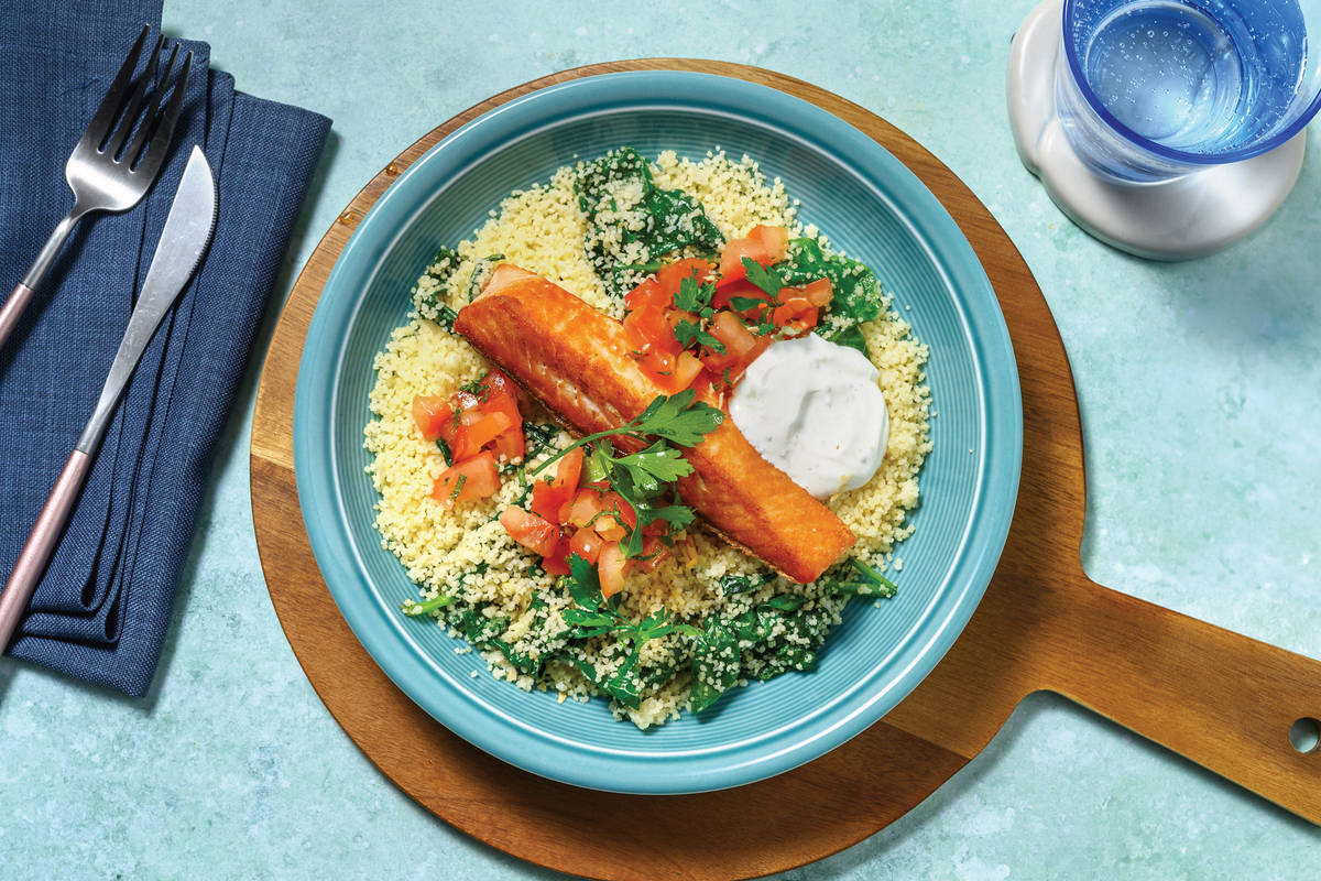Easy Seared Chicken & Spinach Couscous