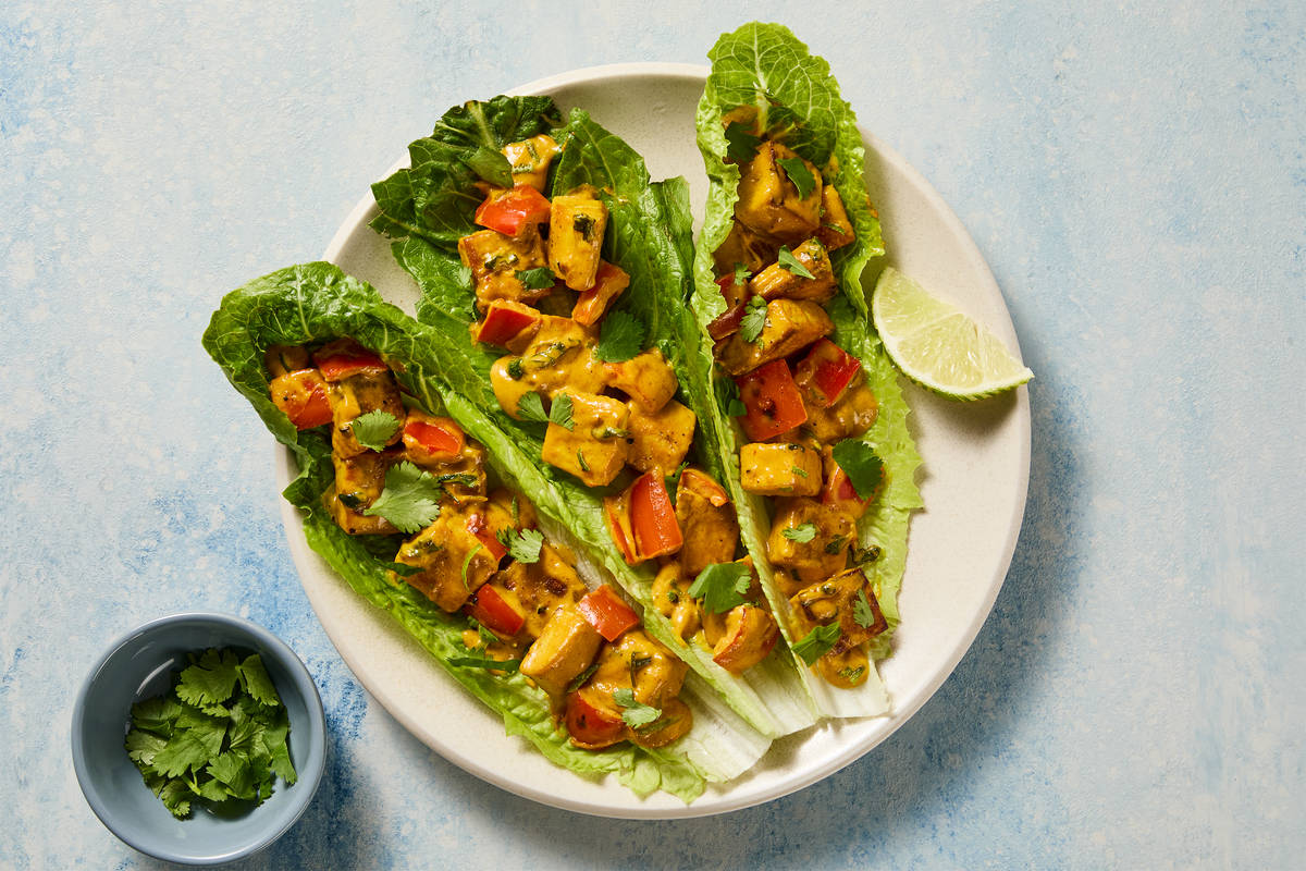 Vegan Coconut Curry Tofu Lettuce Wraps