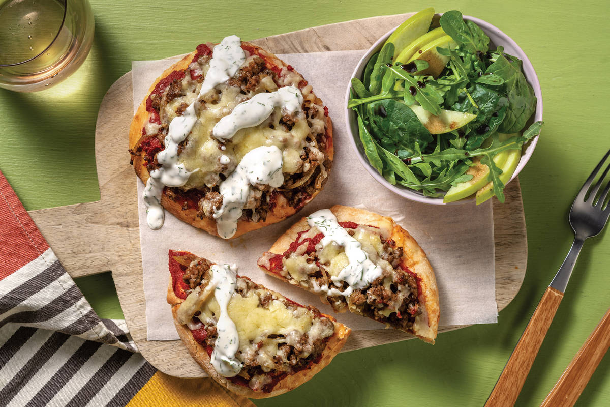 Quick Beef Cheeseburger Flatbread Pizzas