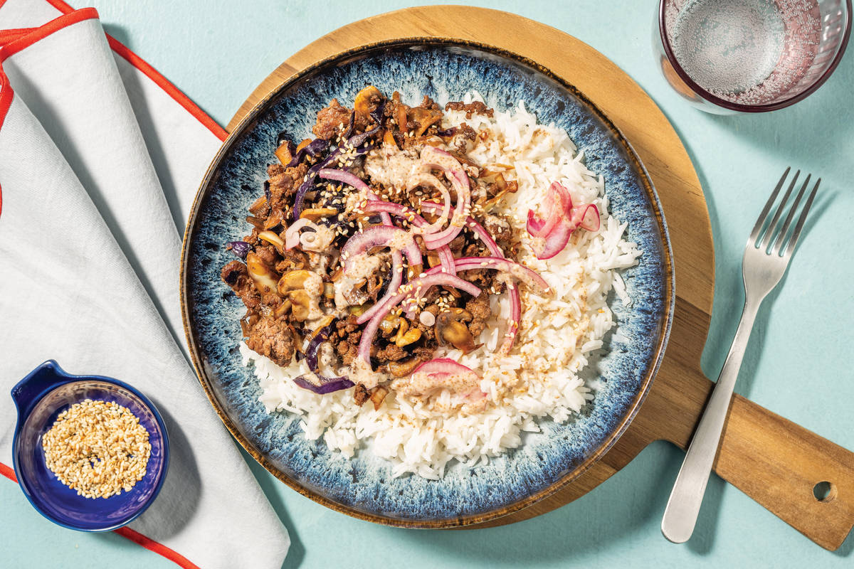 Teriyaki Pork & Mushroom Rice Bowl