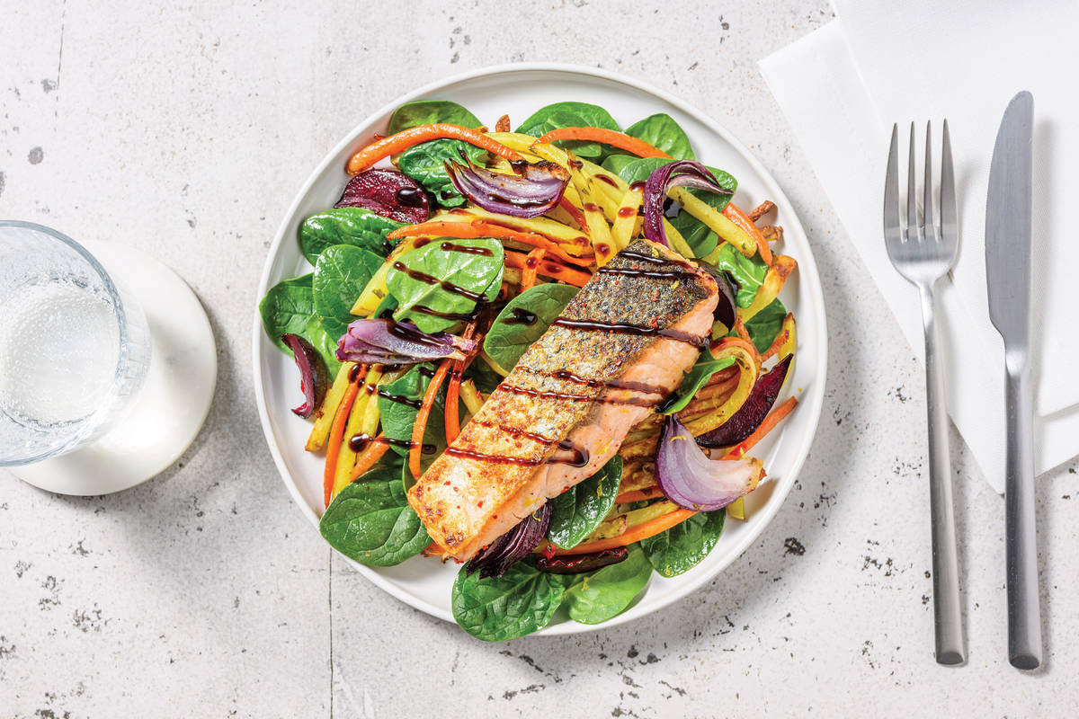 Zesty Salmon & Sunny Veggie Toss