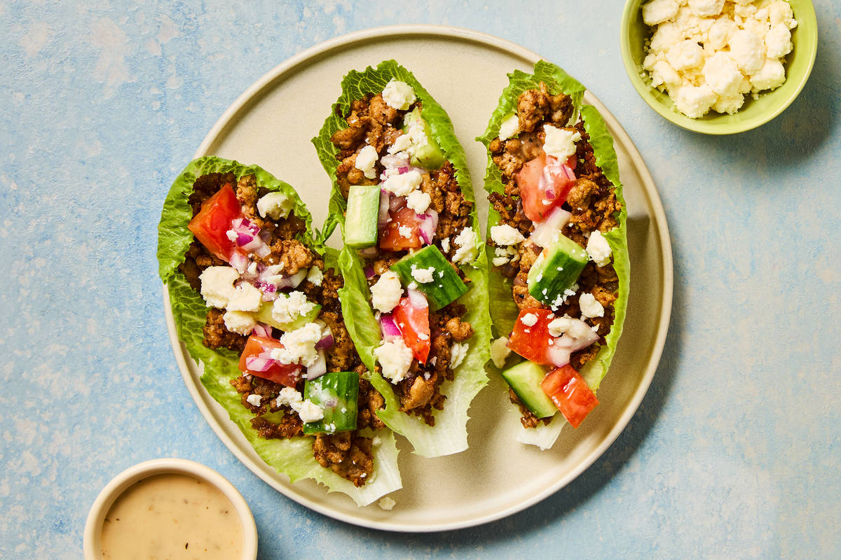 Chicken & Greek Salad Lettuce Wraps