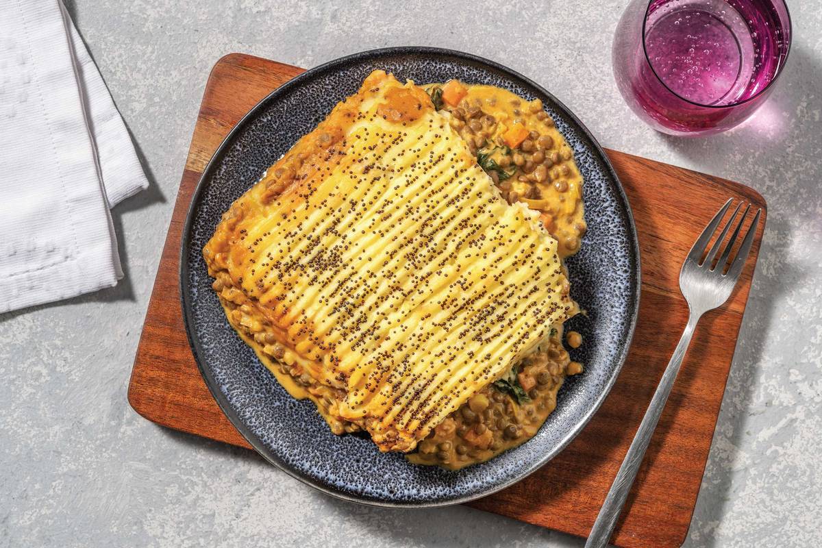 Beef, Lentil & Veggie Curry Pie