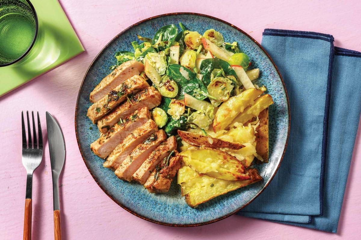 Double Herby Pork Loin & Brussels Sprout Salad