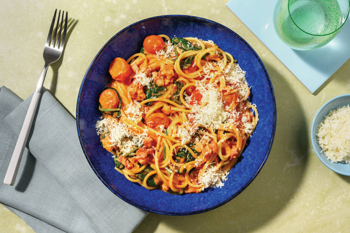 Creamy Bacon & Cherry Tomato Spaghetti