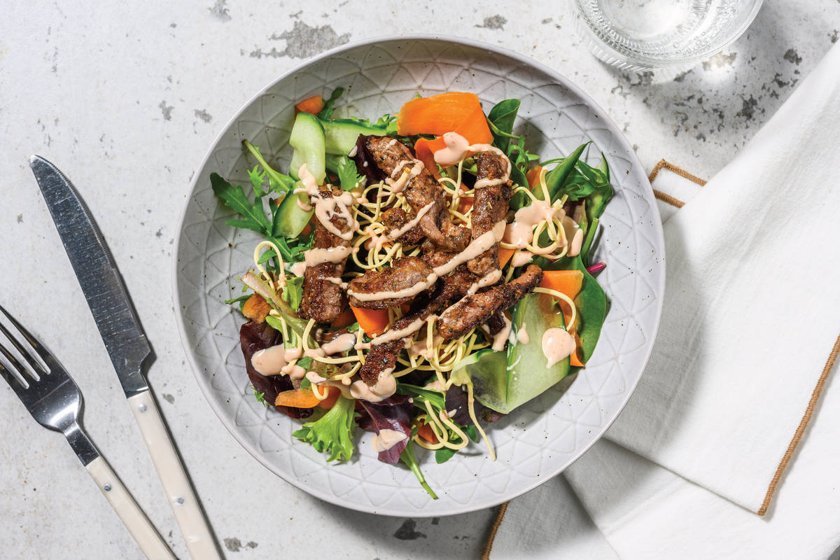 Quick Asian Beef & Crunchy Fried Noodle 