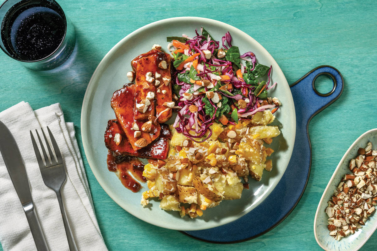 Double BBQ Cherry-Glazed Haloumi & Slaw