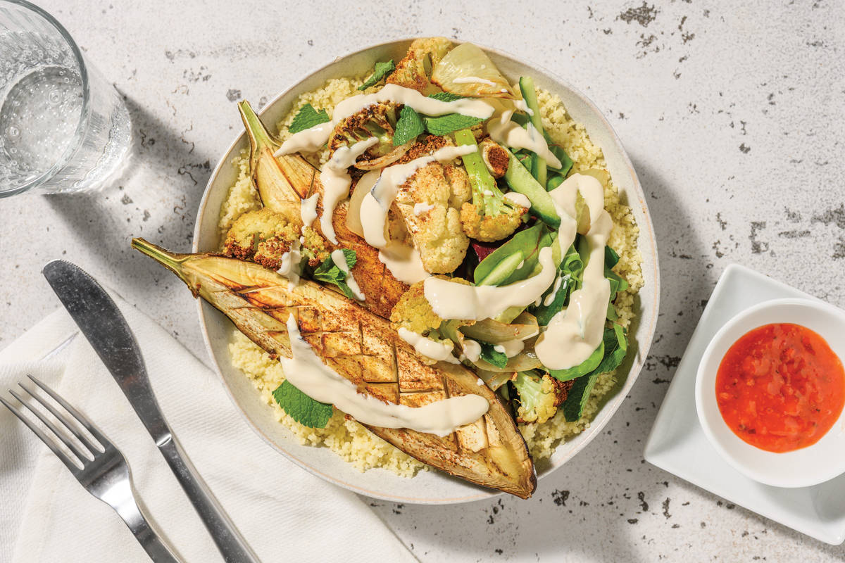Roast Eggplant & Cauliflower Couscous Bowl