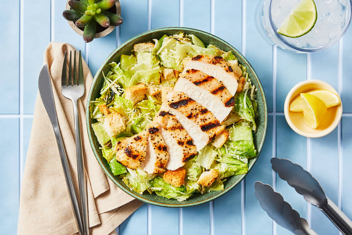 Dad’s Grilled Lemon-Salmon Caesar Salad