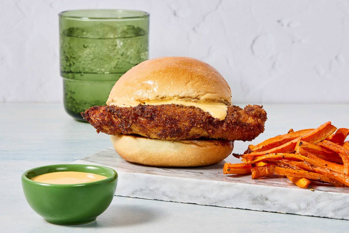 Garlicky Fried Organic Chicken Sandos