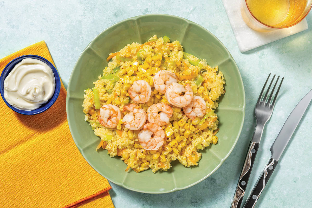 Caribbean-Style Prawns & Veggie Rice Bowl 