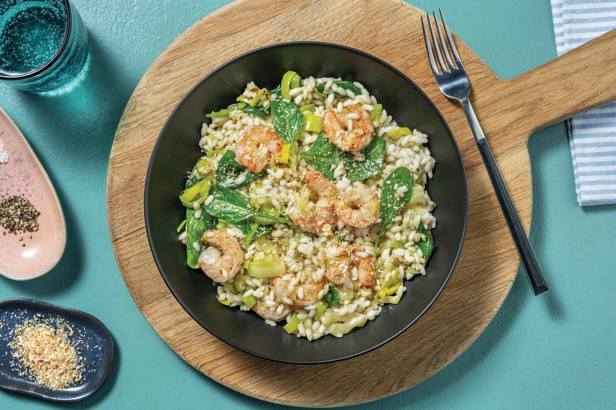 Easy Pesto Double Prawn & Leek Risotto