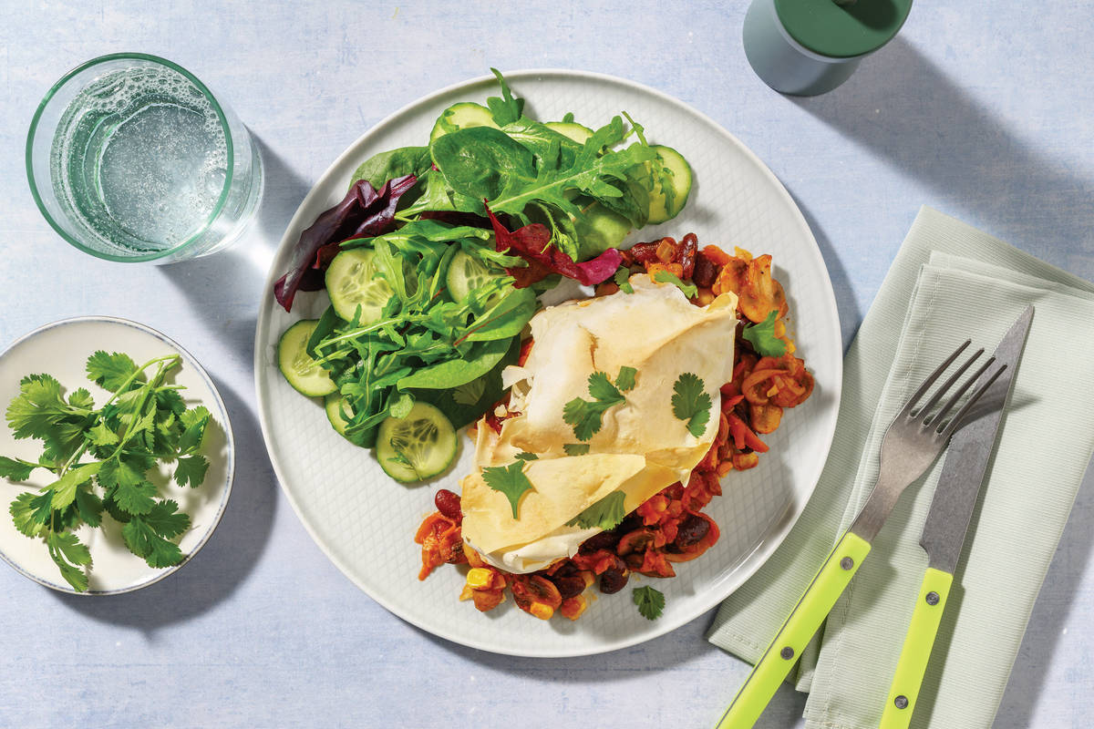Mexican Beef, Bean & Mushroom Filo Pie