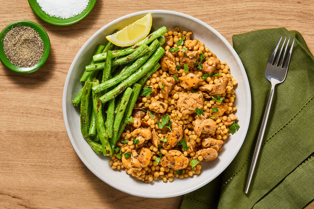 Lemony Herbed Chicken & Couscous Skillet