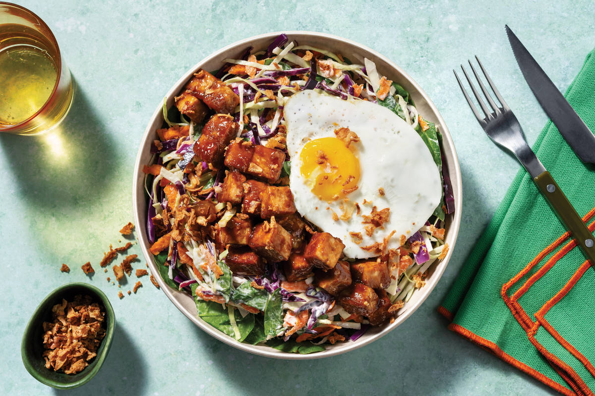 Sticky Plum Tofu Slaw Bowl
