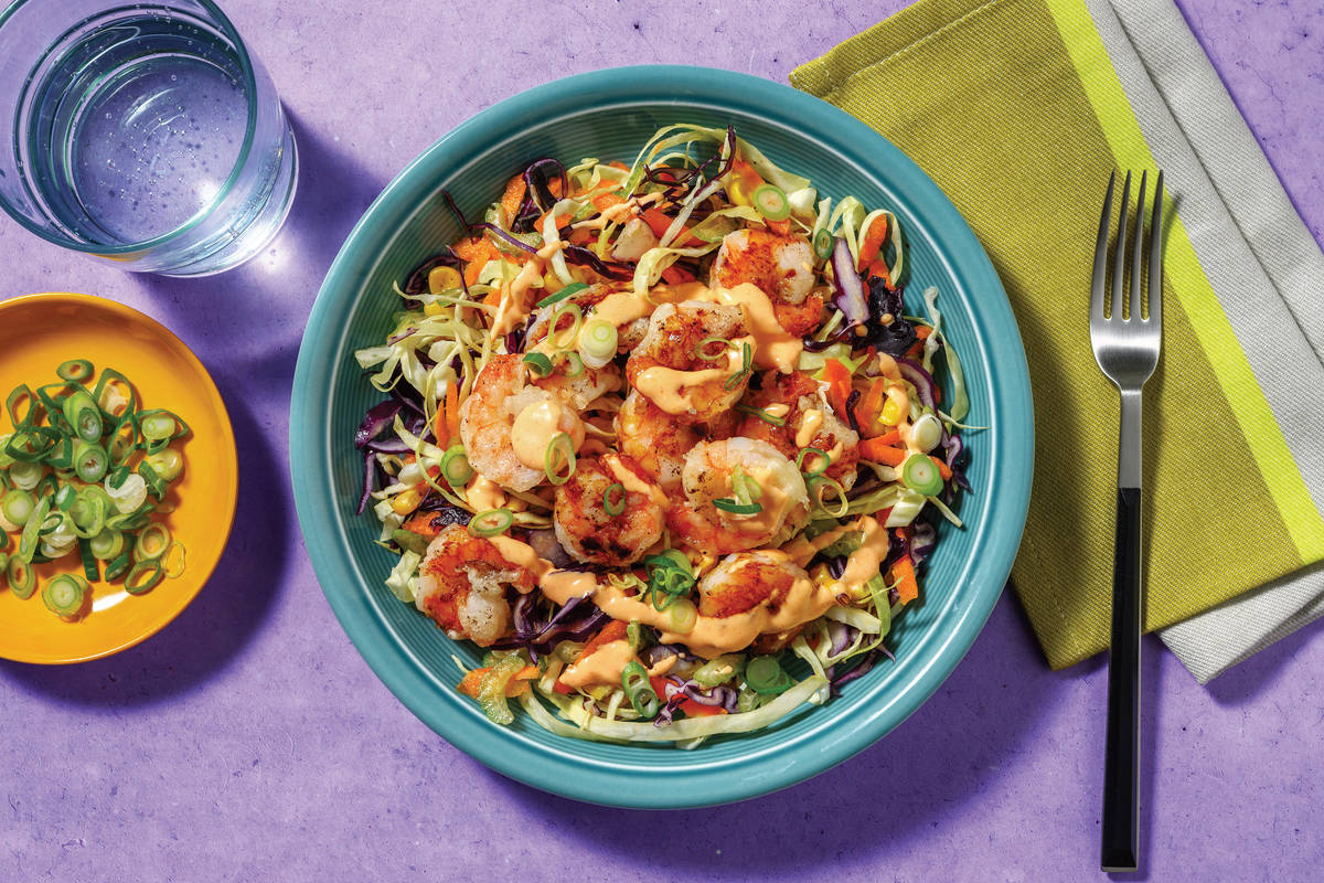 Double Korean-Style Prawns & Charred Corn Slaw