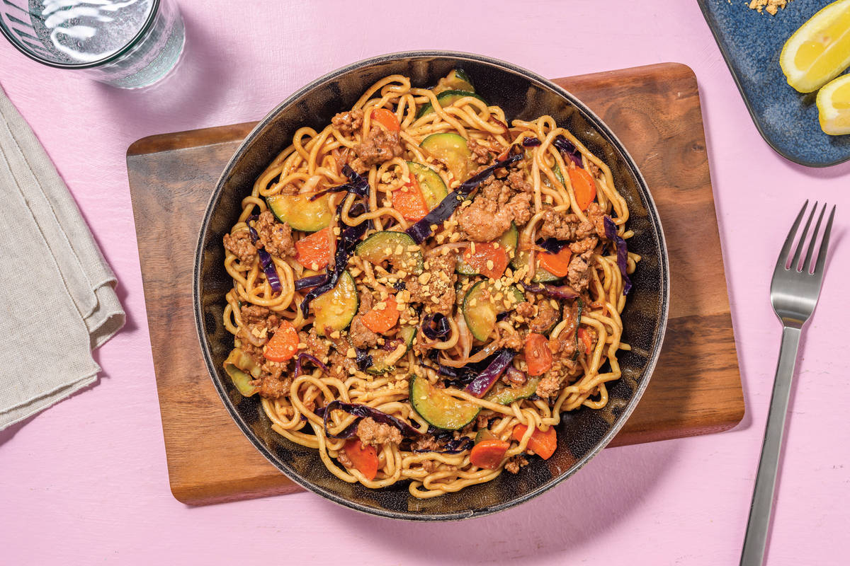 Quick Double Char Siu Beef & Pork Noodle Stir-Fry