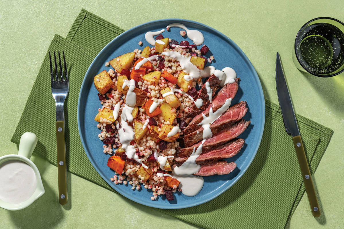 Double Seared Beef & Roast Veggie Pearl Couscous