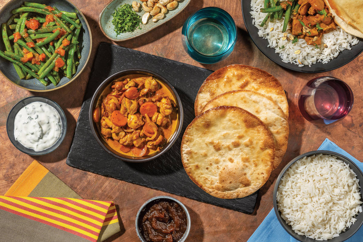 Chicken Korma Curry & Garlic Tortillas