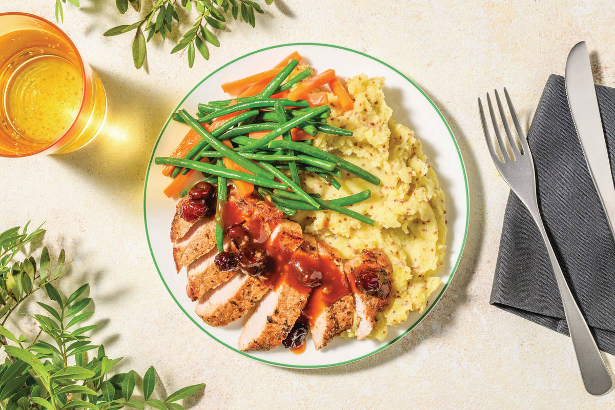 Double Pork Steaks & Sticky Cranberry Sauce