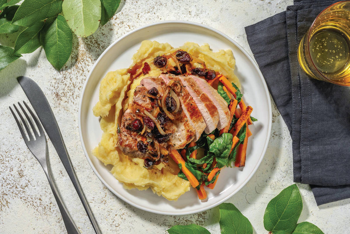 Double Seared Pork Loin & Cranberry Sauce