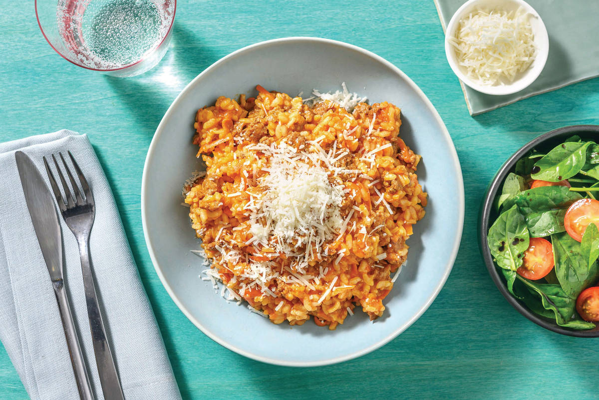 Easy Double Beef Bolognese Risotto