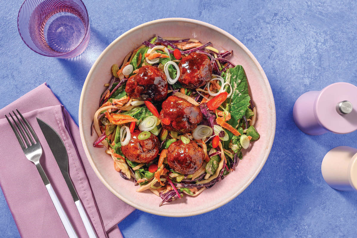 Honey, Soy & Ginger Beef-Pork Meatballs