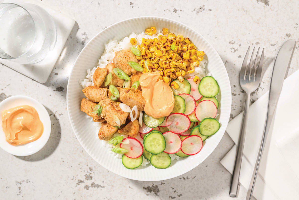 Sweet-Soy Ginger Chicken Poke Bowl
