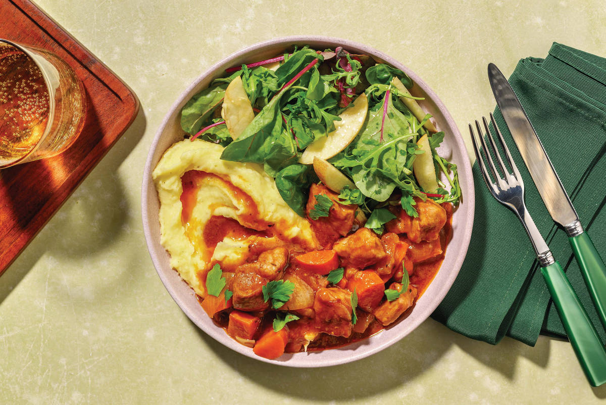 American Slow-Cooked BBQ Pork & Cheesy Mash