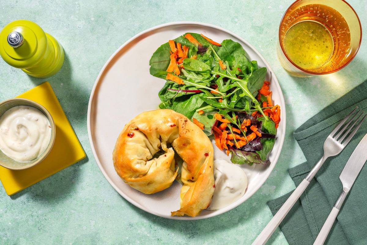 Pork Borek Filo Snail & Carrot Salad