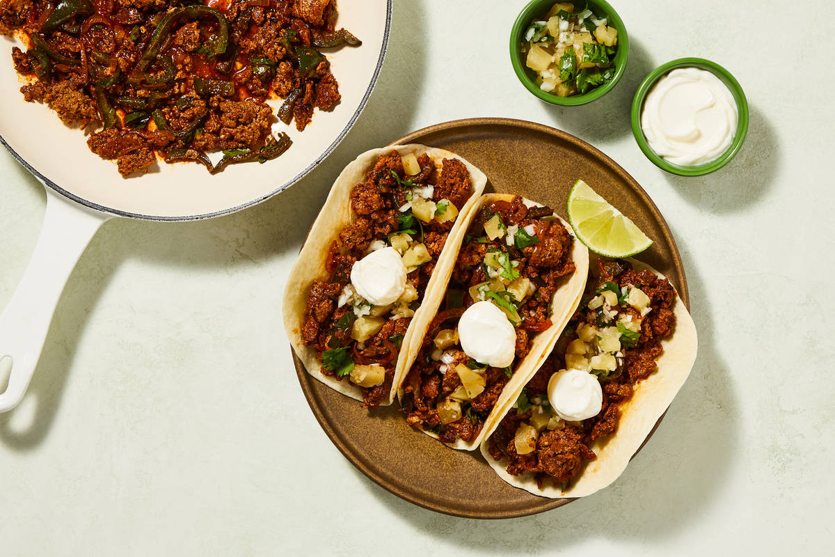 One-Pan Pineapple Salsa Pork Tacos