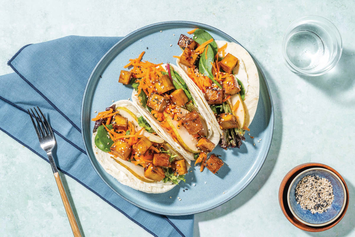 Double Honey-Soy & Garlic Tofu Tacos