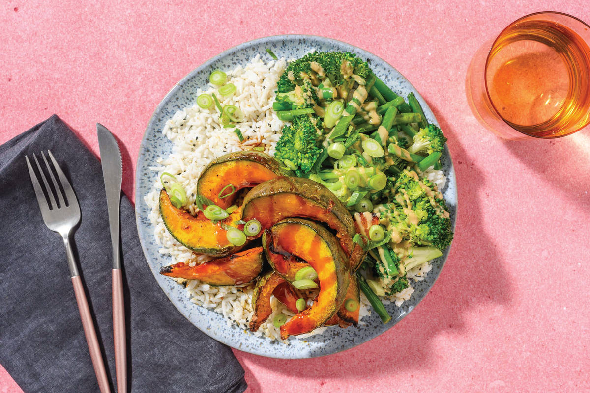 Asian Pumpkin & Garlicky Greens Bliss Bowl