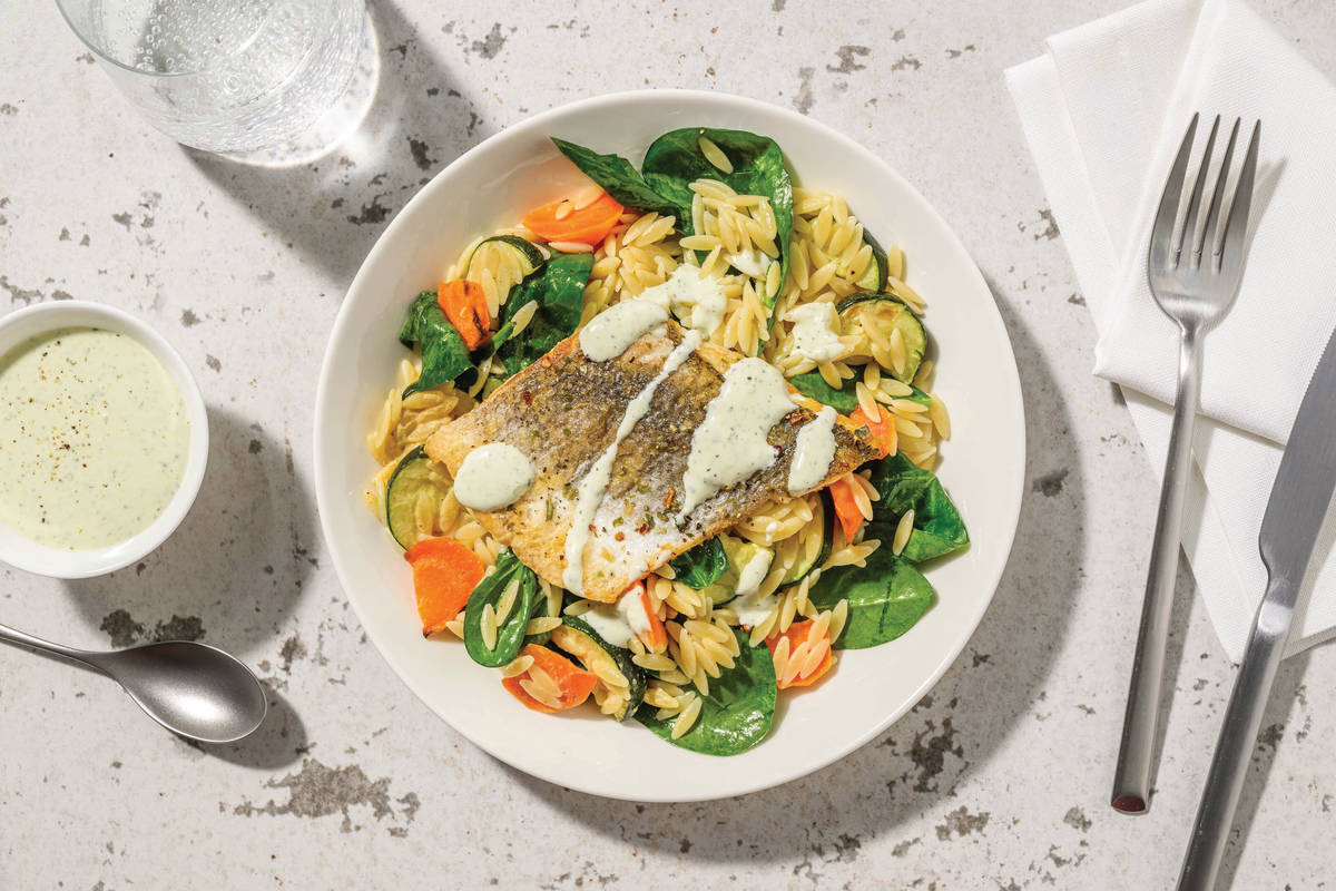 Greek-Style Barramundi & Veggie Risoni