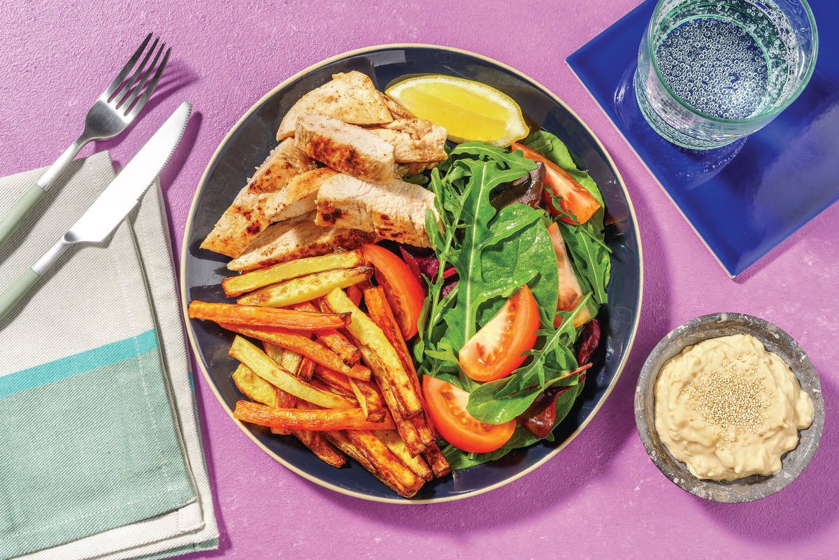 Middle Eastern Chicken & Homemade Hummus