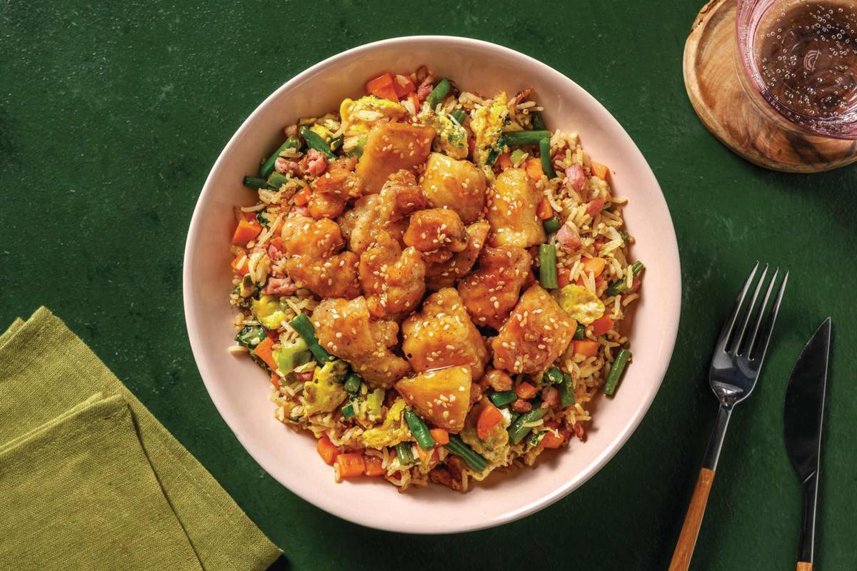 Sticky Sesame Lemon Chicken & Tofu