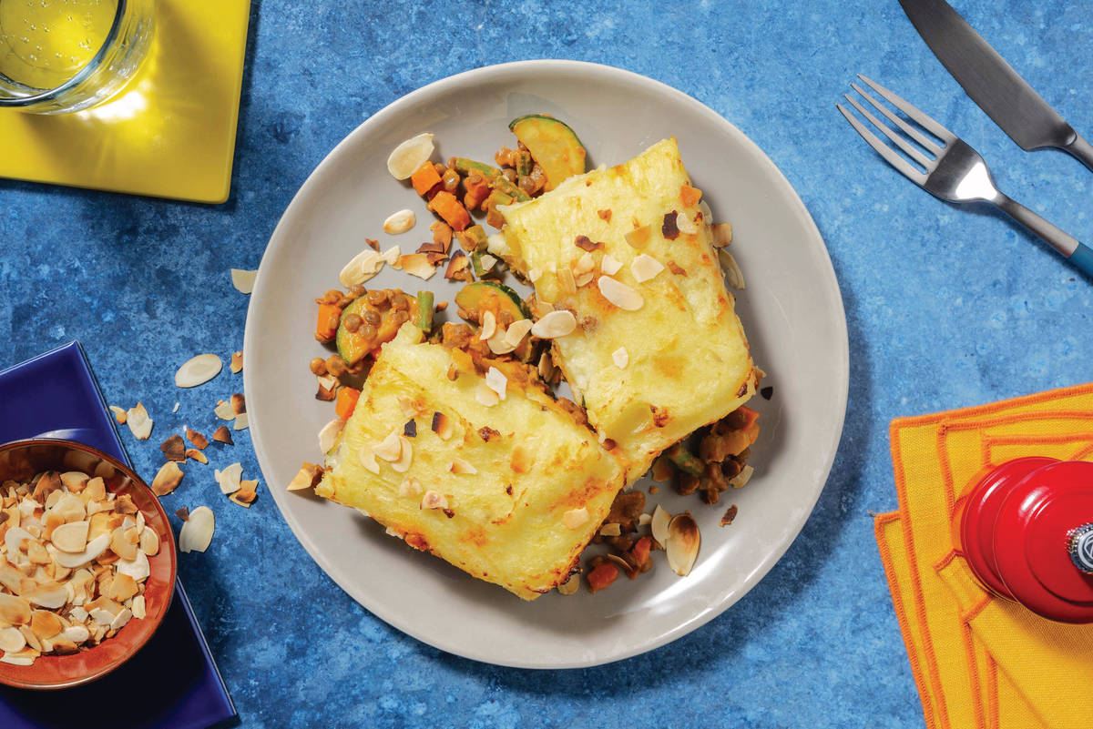 Moroccan Lentil Veggie & Cheesy Pie