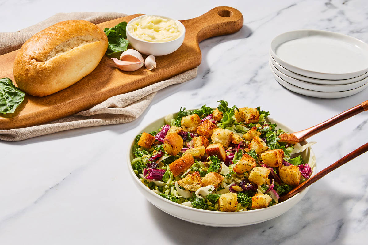 Sweet Kale Salad with Garlicky Croutons