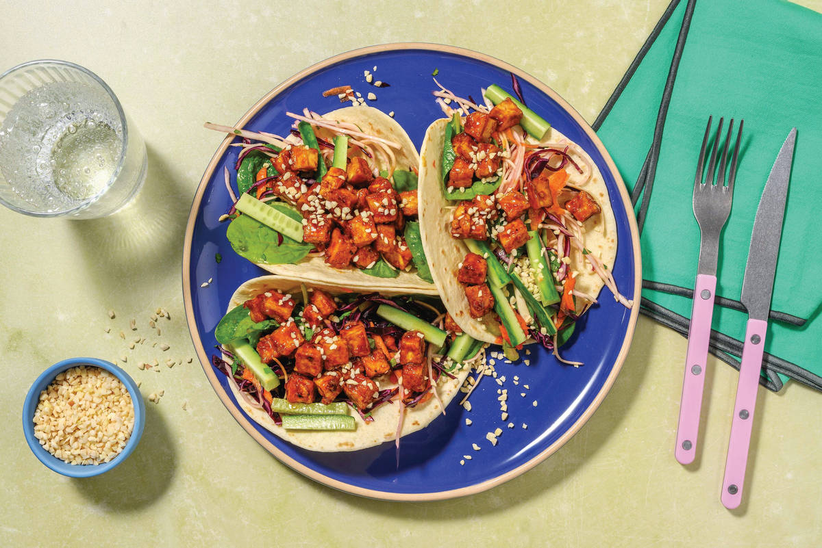 Sticky Chicken & Asian Tofu Tacos
