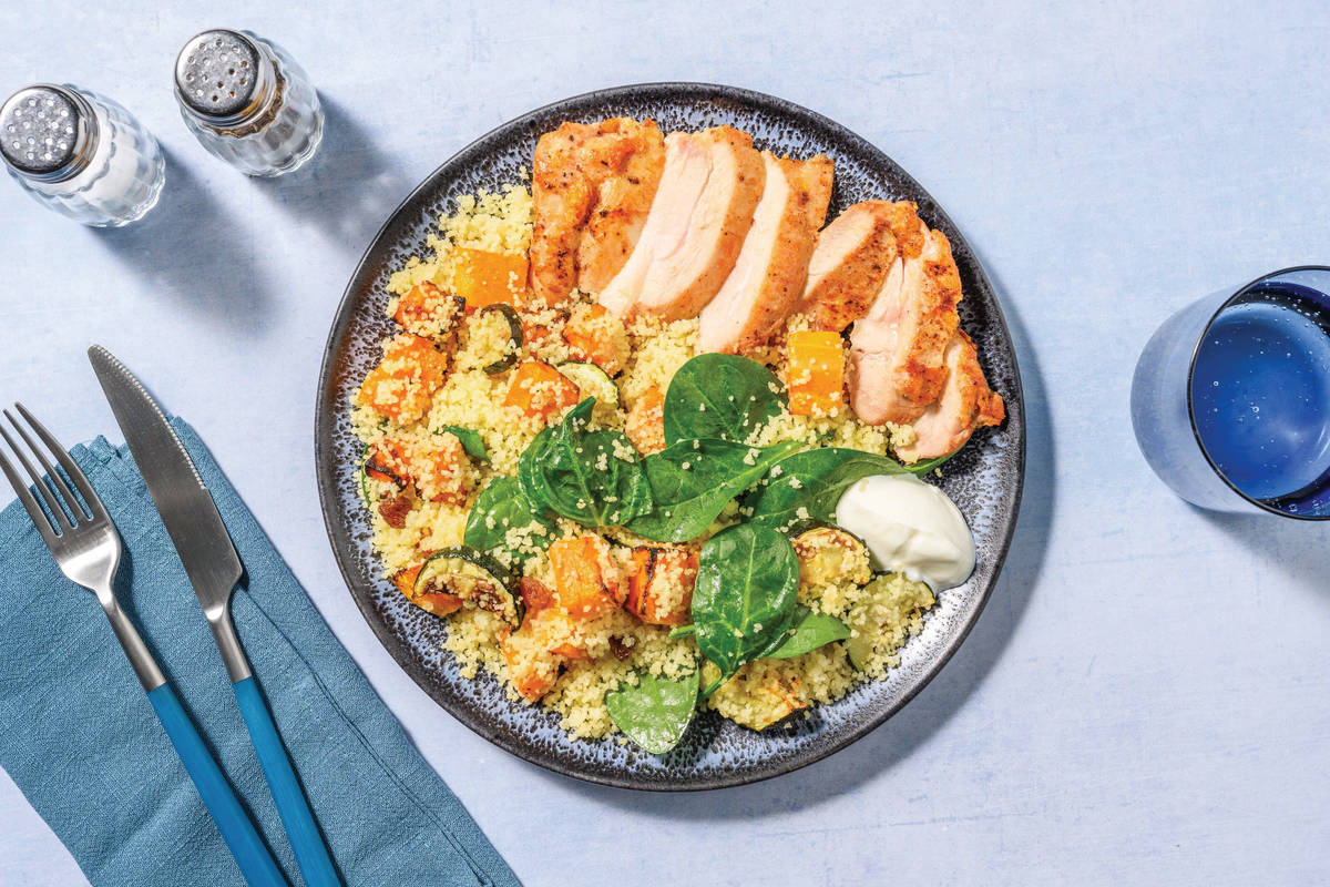 Moroccan Honey Chicken & Zesty Veggie Couscous