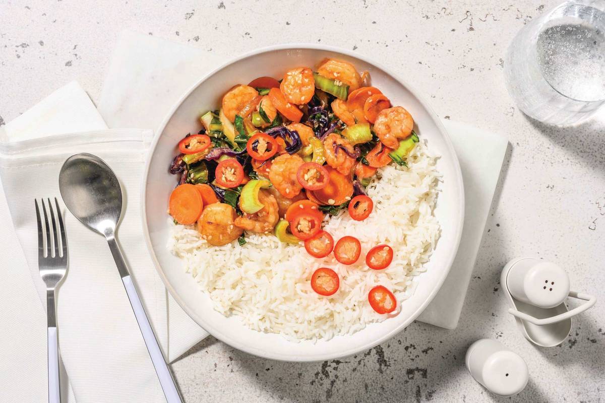 Honey Popcorn Prawn Stir-Fry