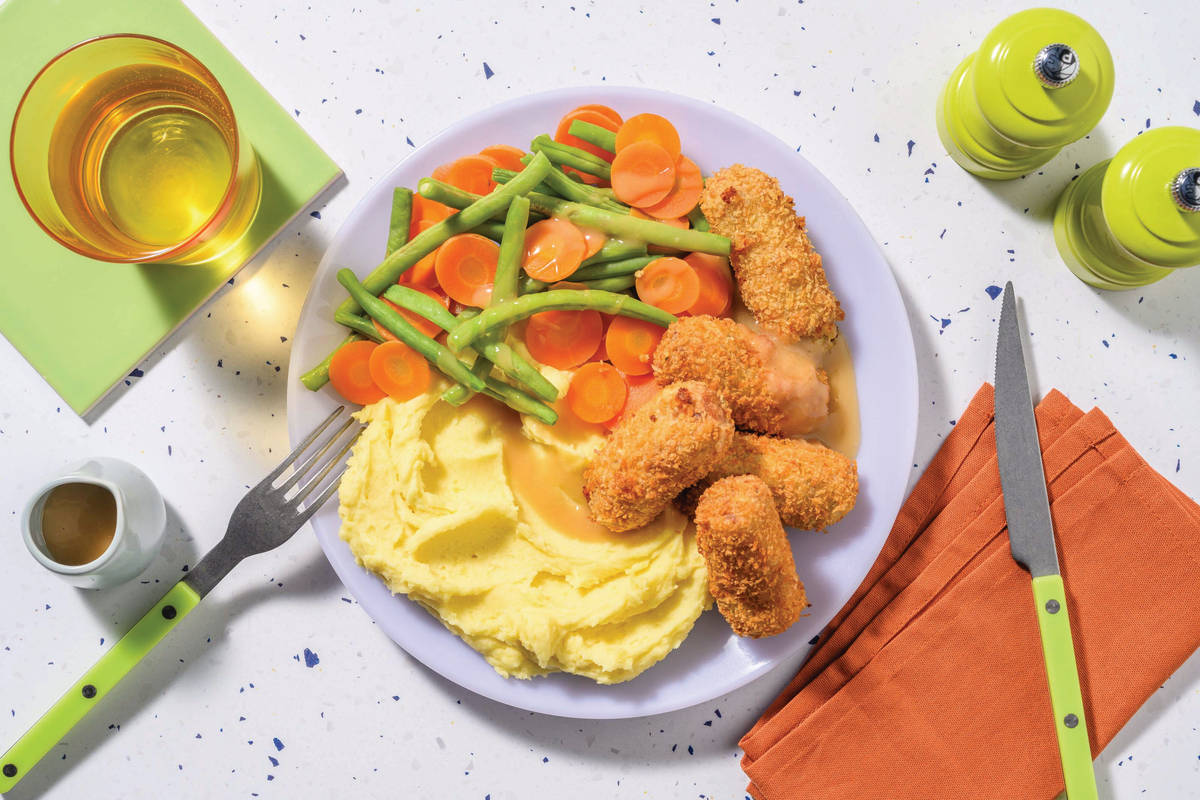 Homemade Cheesy Pork Croquettes & Gravy