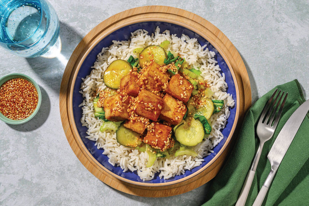 Sweet-Soy Tofu & Greens Poke Bowl