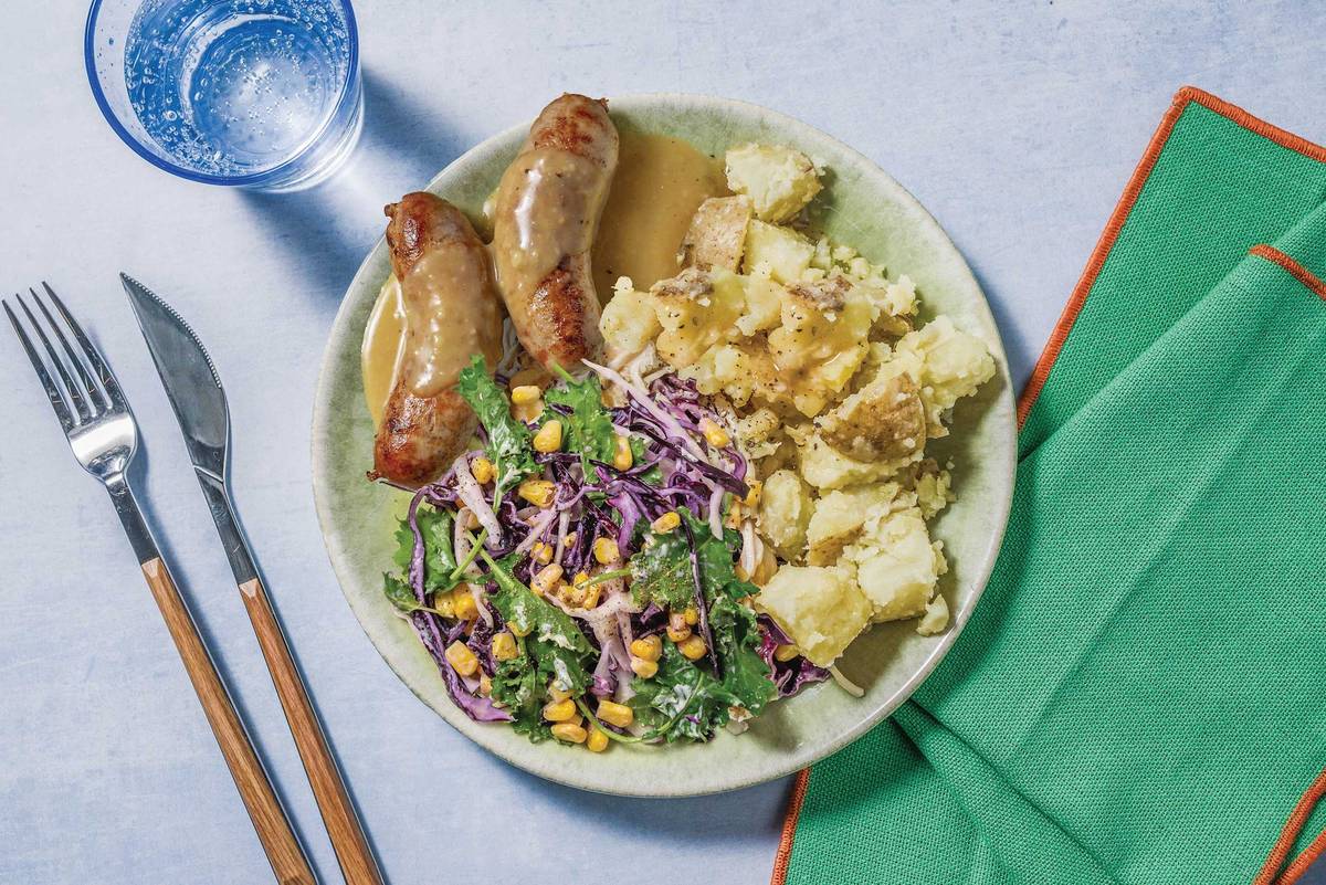 Pork Sausages & Pepper Red Wine Jus