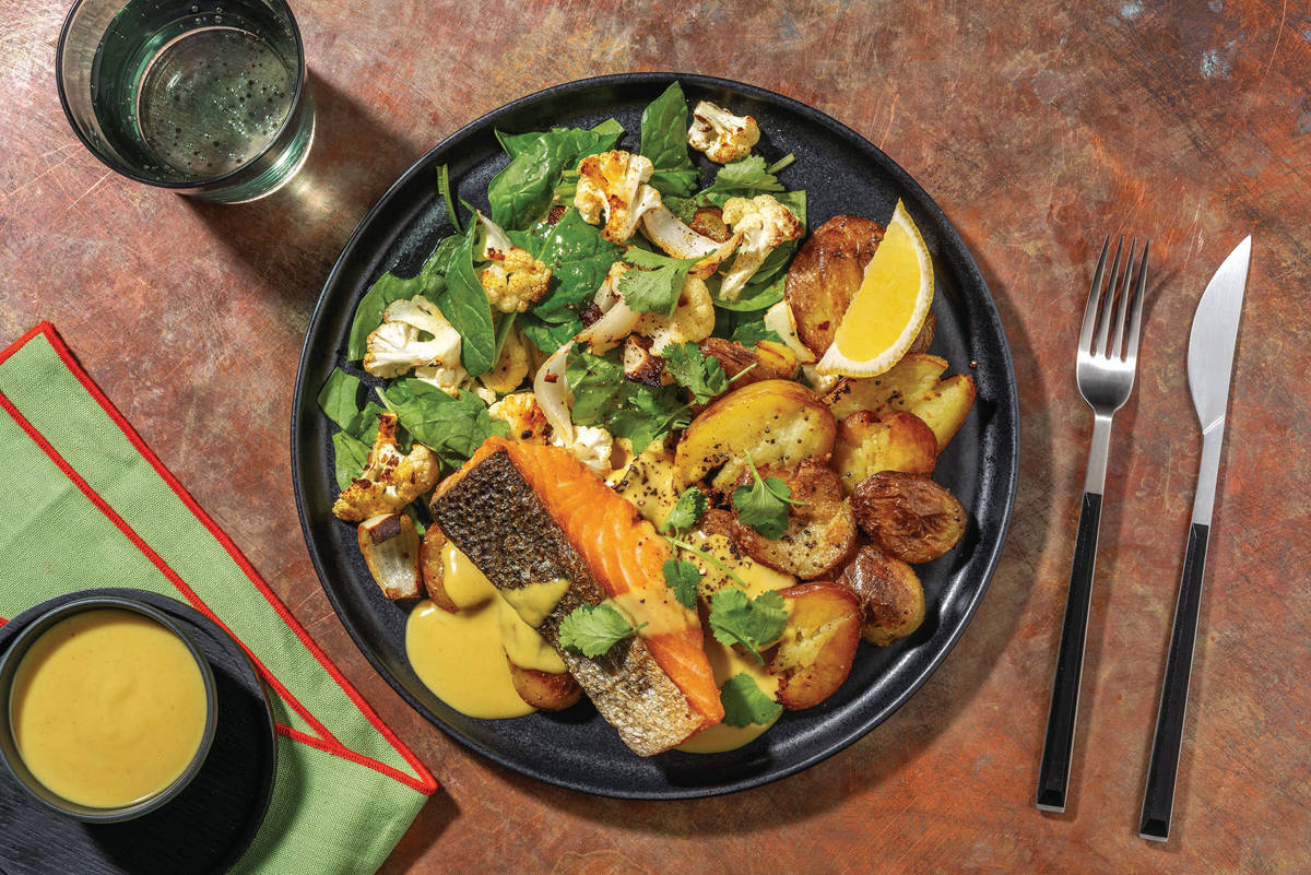 Seared Salmon & Bengali Curry Sauce