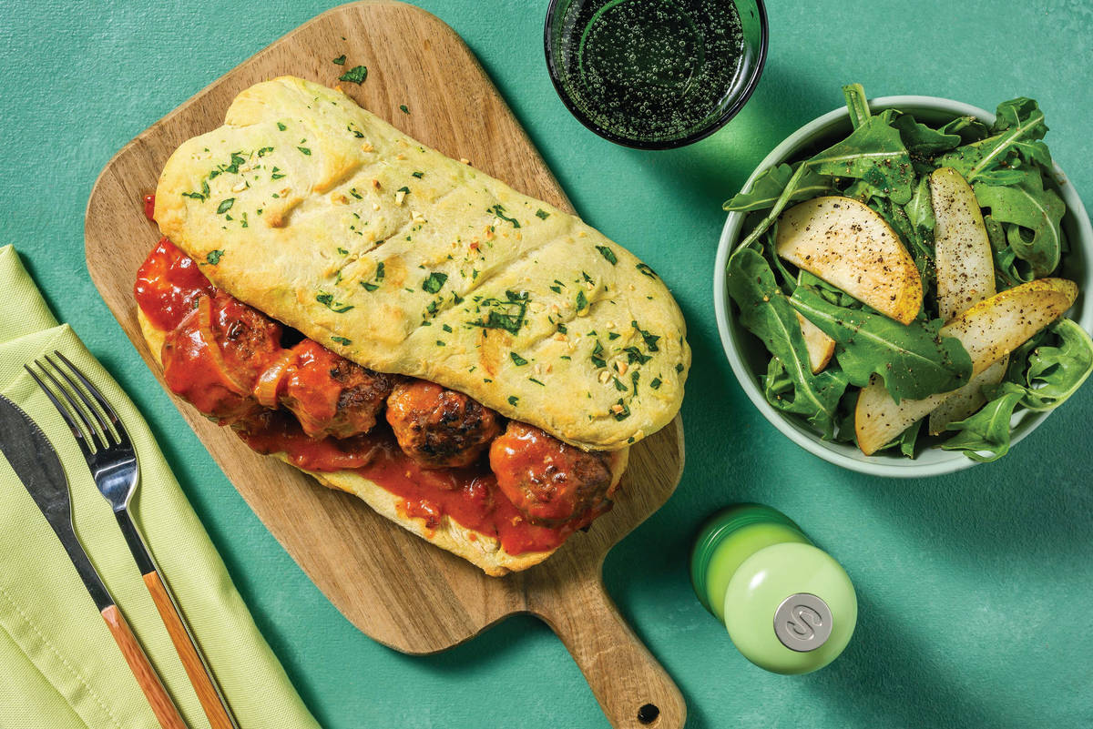 Saucy Bacon & Beef Meatballs on Handmade Pizza Subs