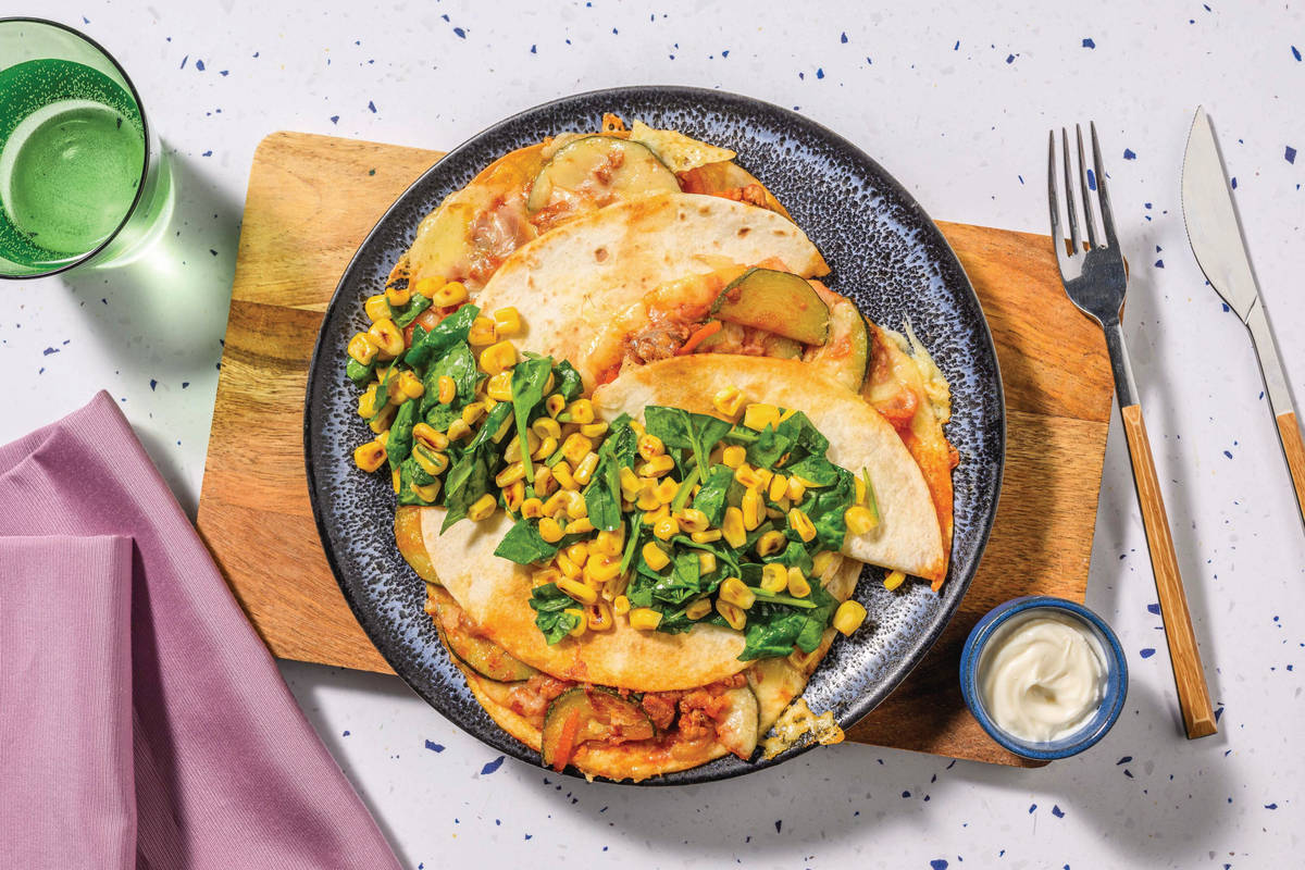 Double American-Style Beef & Pork Quesadillas