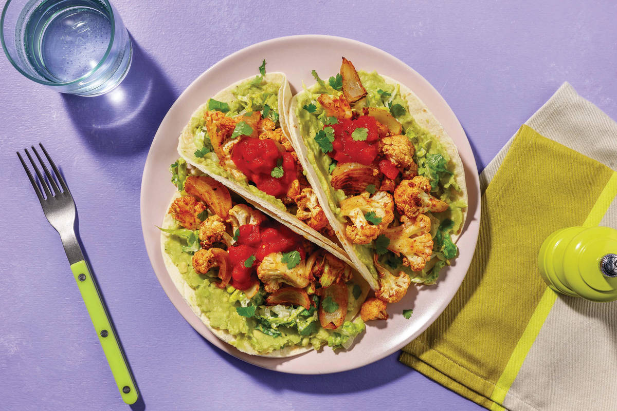 Mexican Beef, Cauliflower & Smashed Avocado Tacos