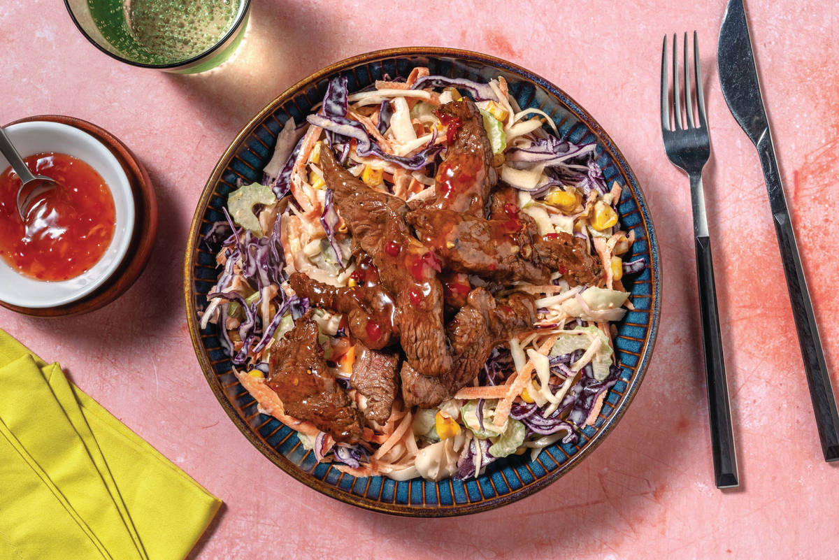 Double Sweet Chilli-Glazed Beef & Rainbow Slaw