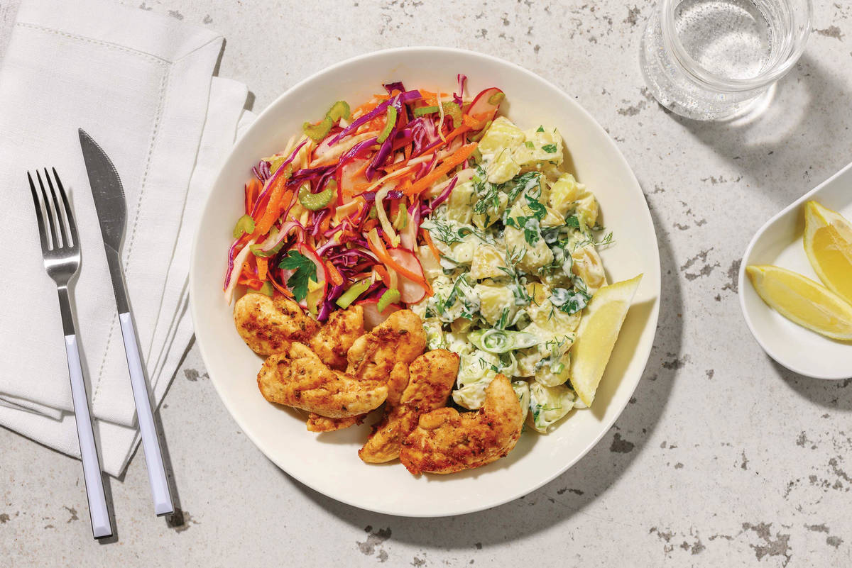 HelloHero: Honey-Herb Pork Strips & Slaw